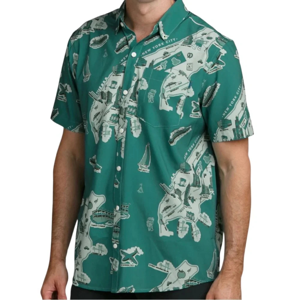 William‎ Murray Green Going Downtown New York City Map Print Golf Polo Size XXL